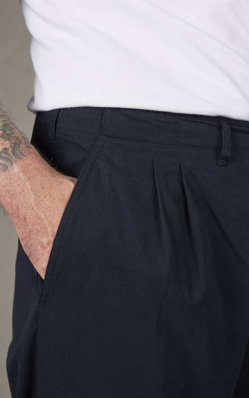 Merz b. Schwanen PANTS03 Pleated Front Pants Dark Navy
