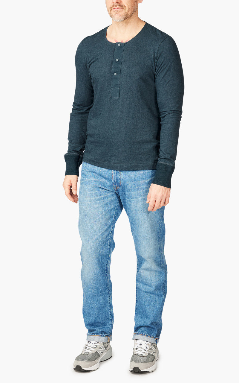 Merz b. Schwanen 102 Longsleeve Henley Mineral Blue