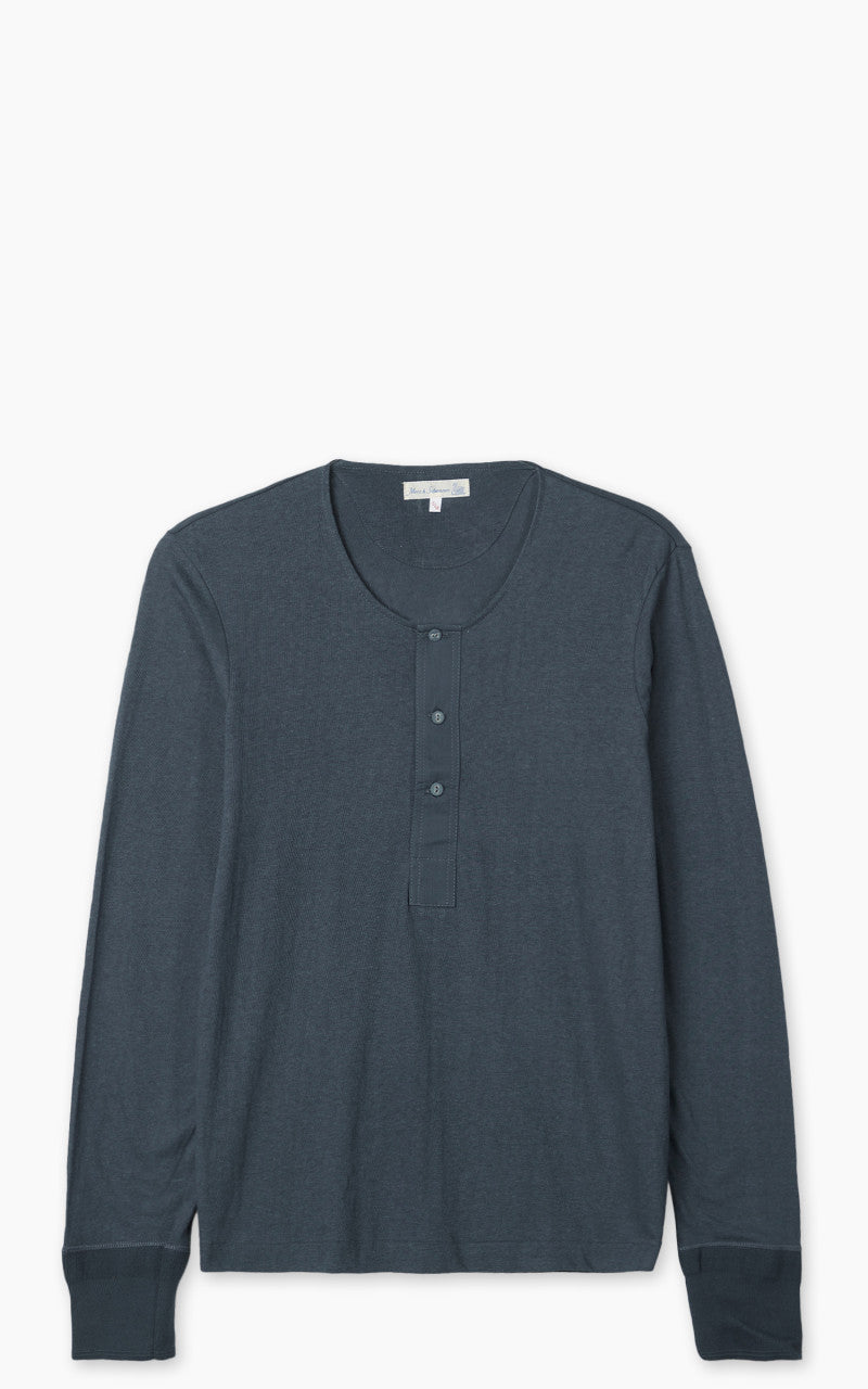 Merz b. Schwanen 102 Longsleeve Henley Mineral Blue