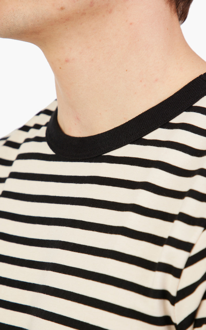 Merz b. Schwanen 2M14 Striped Crew Neck Tee Charcoal/Nature