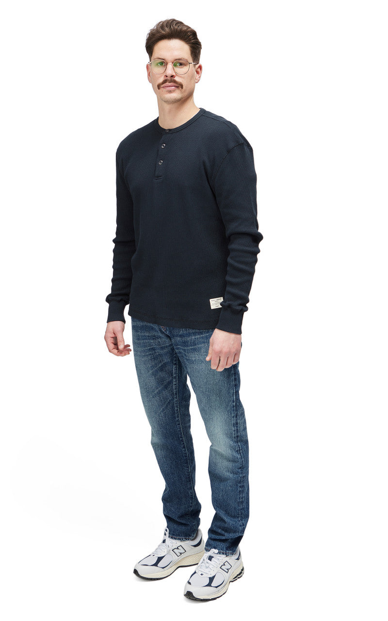 Merz b. Schwanen HENWA01 Waffle Henley Charcoal