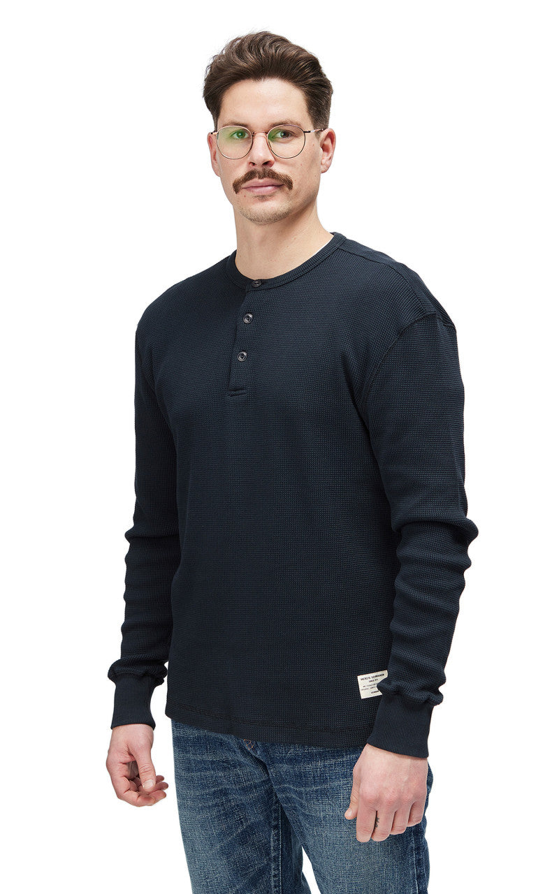 Merz b. Schwanen HENWA01 Waffle Henley Charcoal