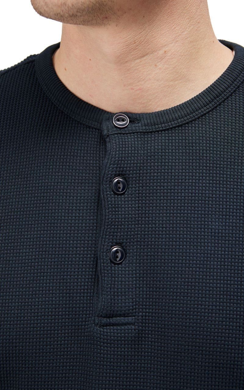 Merz b. Schwanen HENWA01 Waffle Henley Charcoal