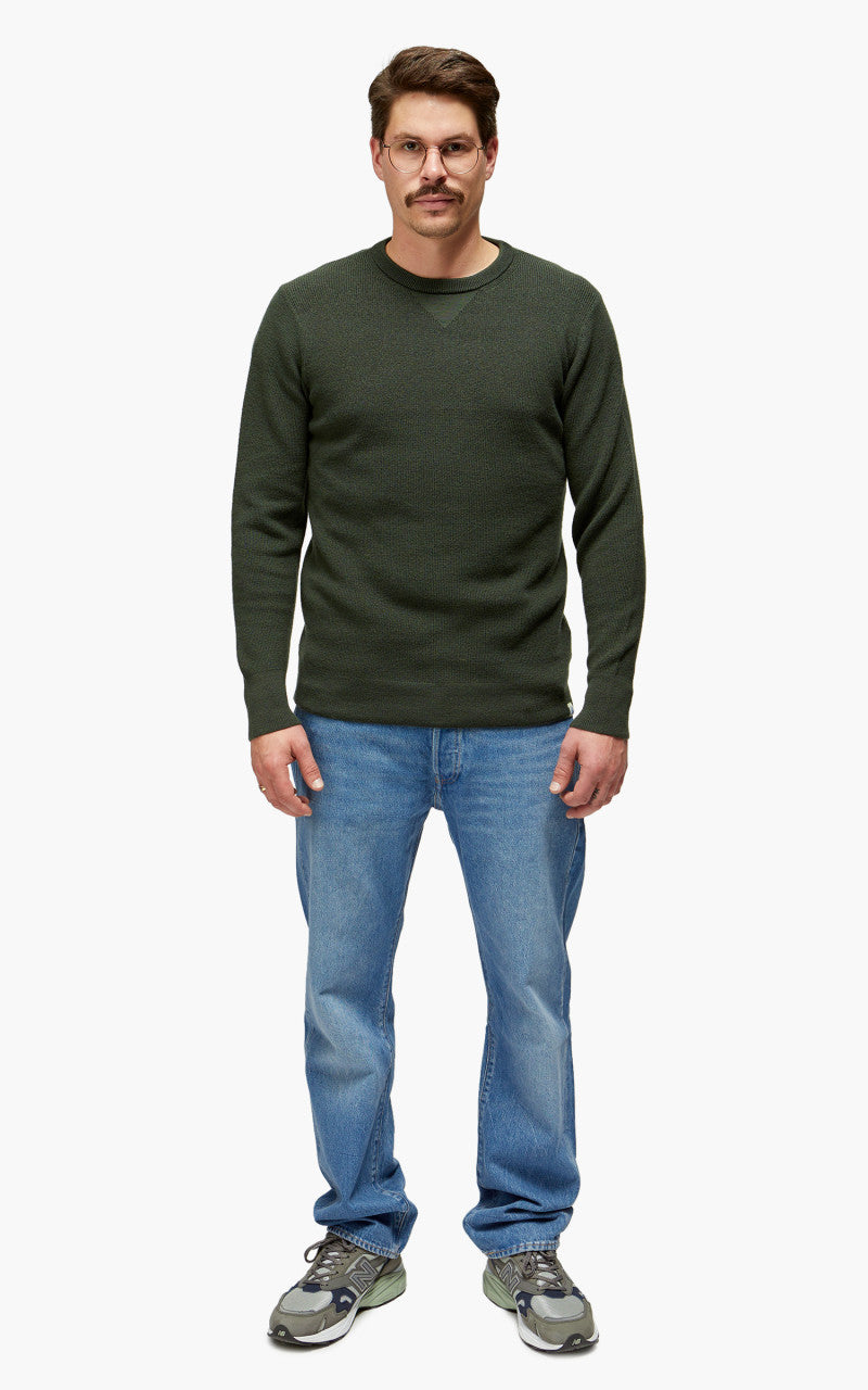 Merz b. Schwanen MWCC01 Classic Crew Merino Pullover Army