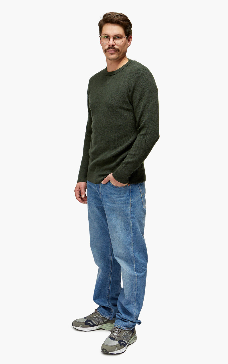 Merz b. Schwanen MWCC01 Classic Crew Merino Pullover Army