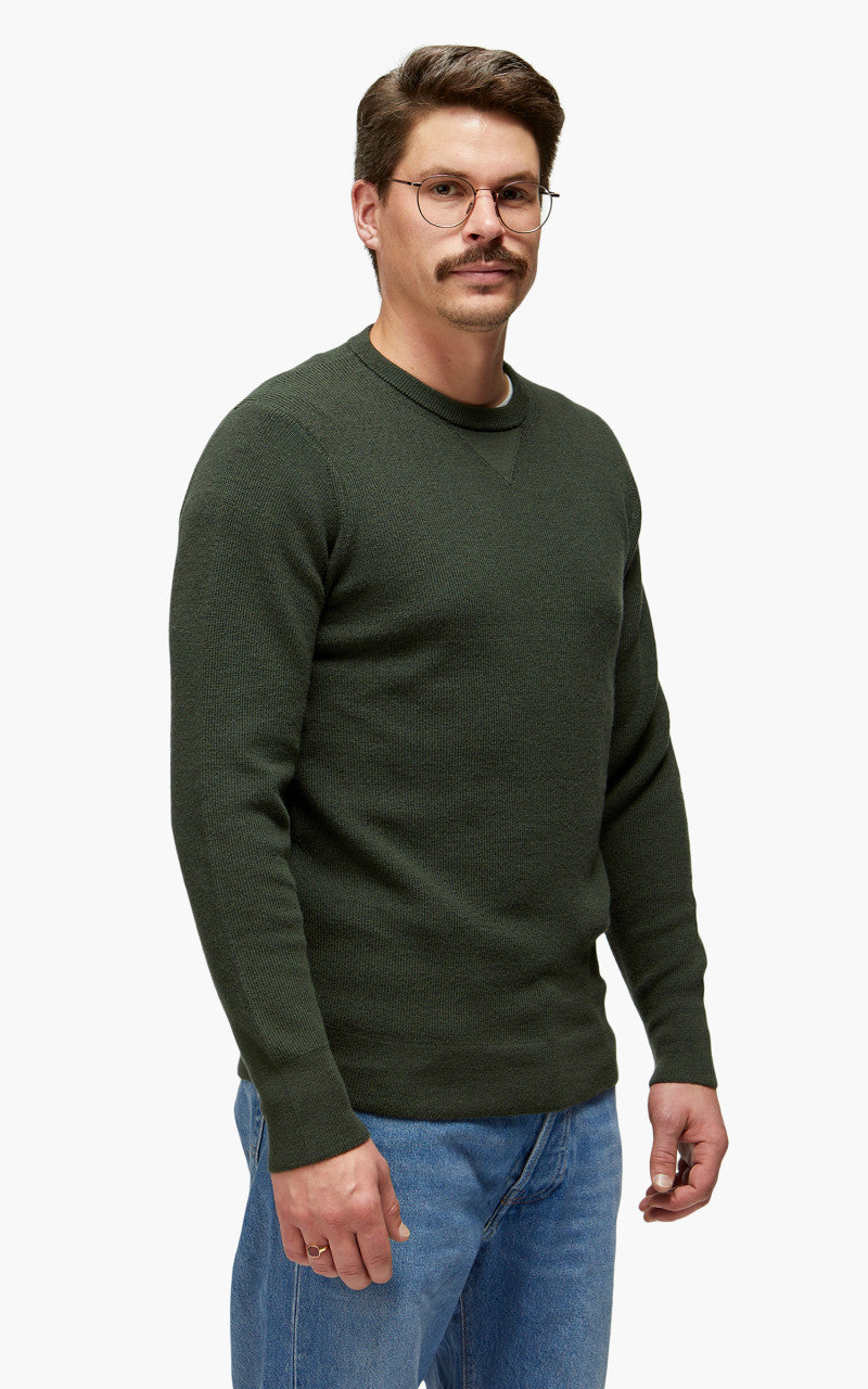 Merz b. Schwanen MWCC01 Classic Crew Merino Pullover Army
