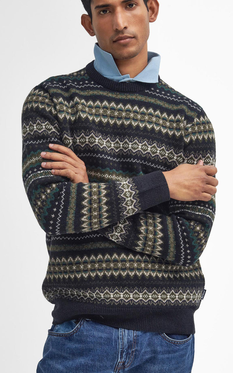 Barbour Case Fair Isle Crew Neck Sweatshirt Black
