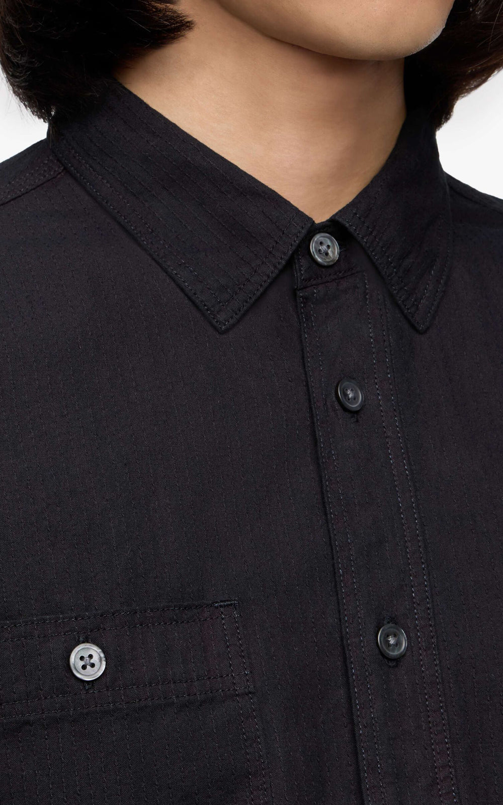 MOMOTARO JEANS MMLS6005 'Tokuno Blue' Sashiko L/S Shirt Indigo