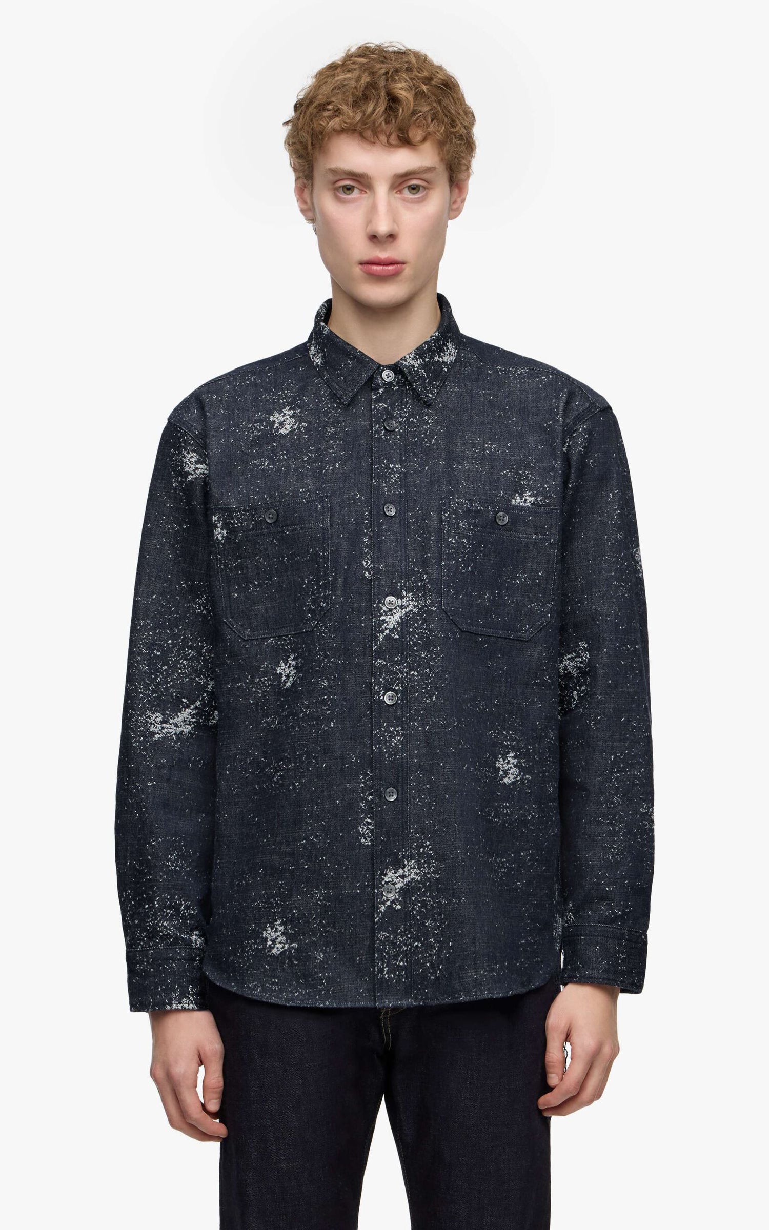MOMOTARO JEANS MMLS6008 Jacquard L/S Shirt Indigo