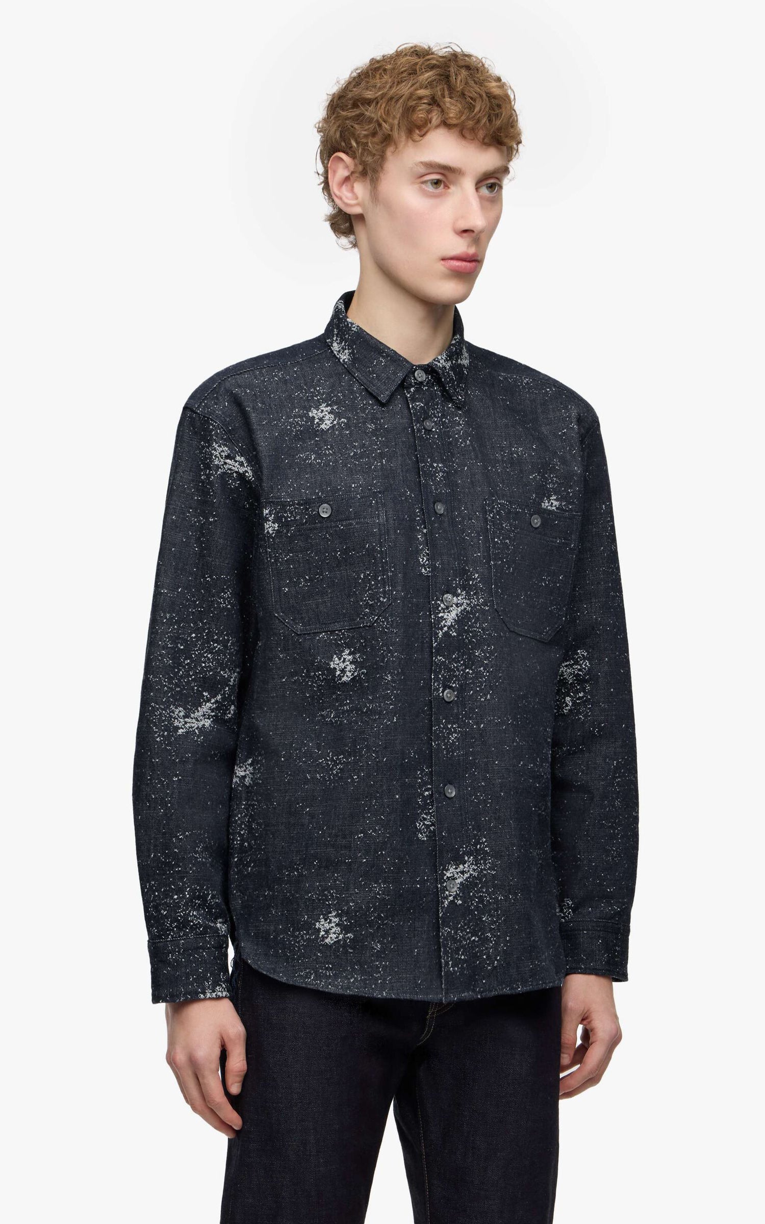MOMOTARO JEANS MMLS6008 Jacquard L/S Shirt Indigo
