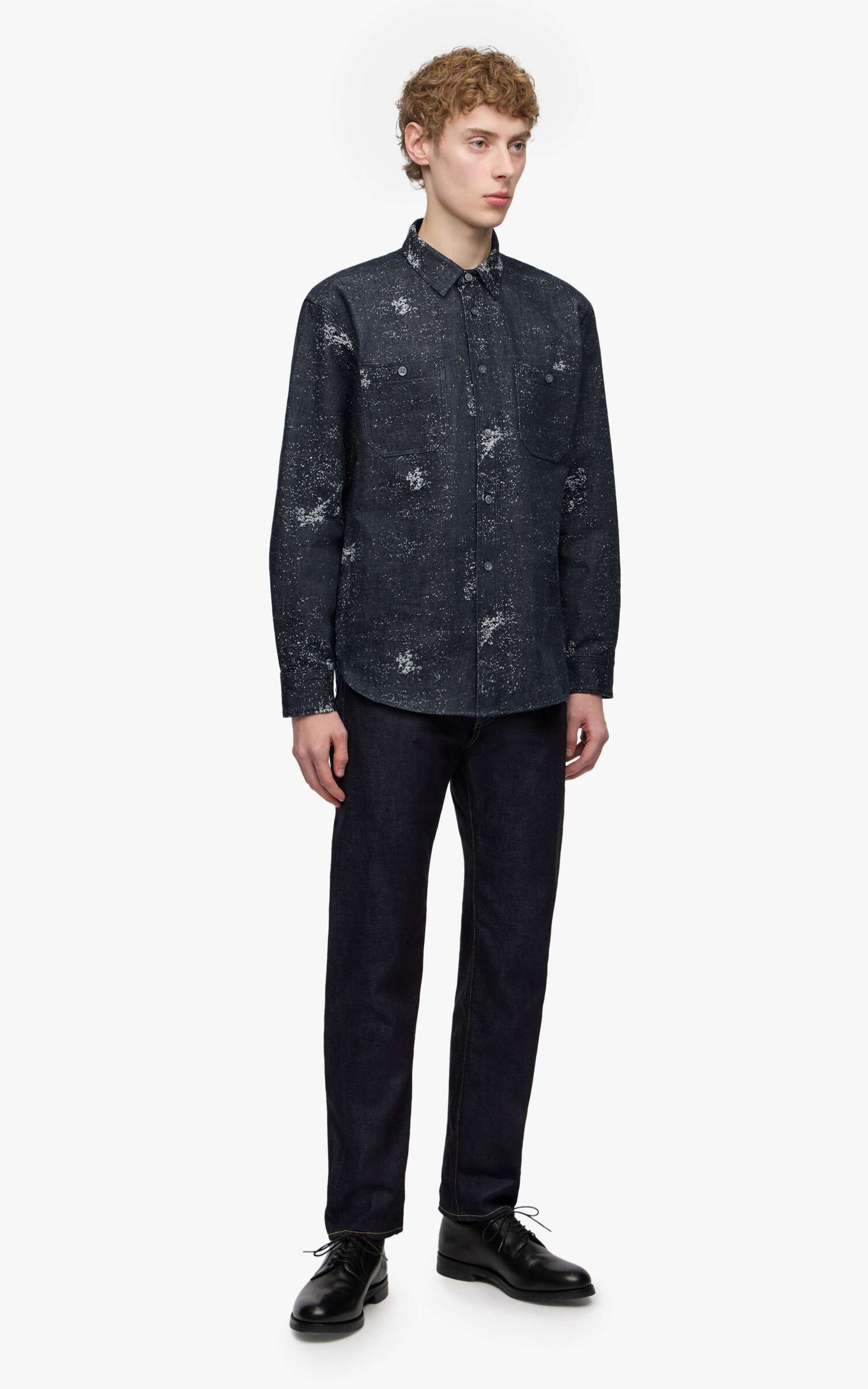 MOMOTARO JEANS MMLS6008 Jacquard L/S Shirt Indigo