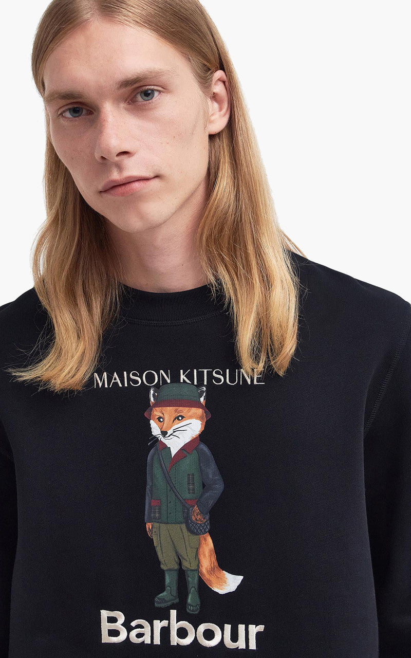 Barbour x Maison Kitsuné Beaufort Crewneck Black