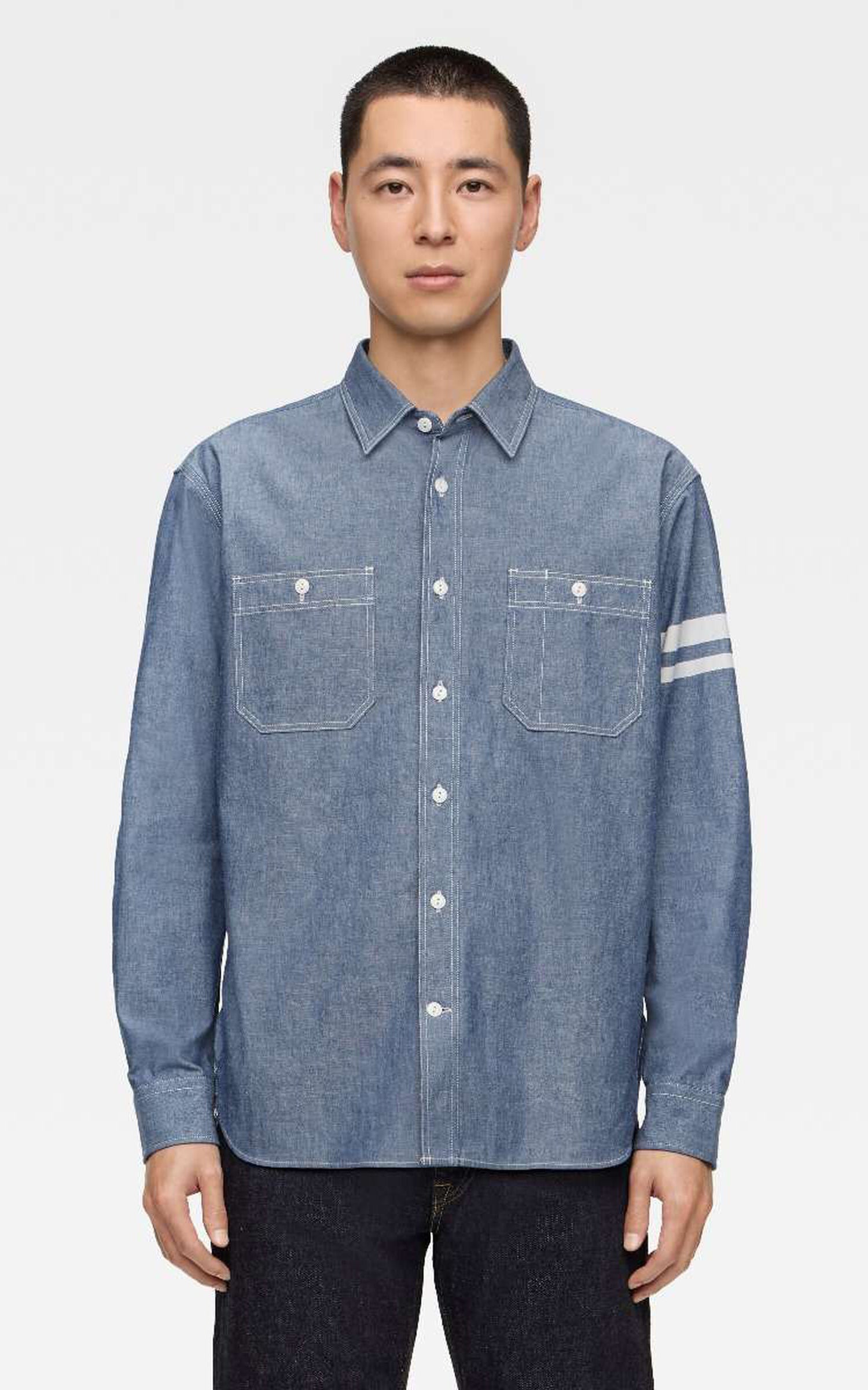 MOMOTARO JEANS MMLS3000 Triple Stitch L/S Chambray Shirt Indigo