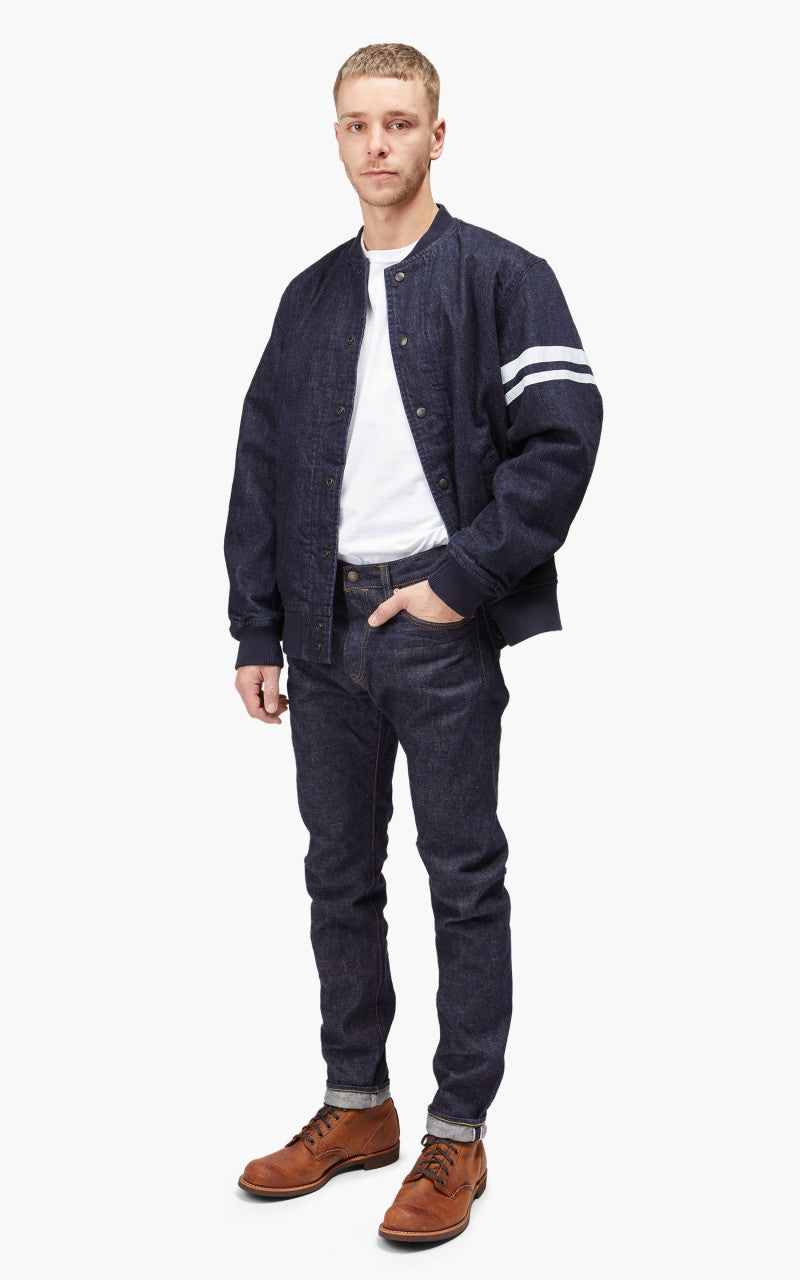 Momotaro Jeans MJK0040M23 Denim Varsity Jacket Indigo GTB