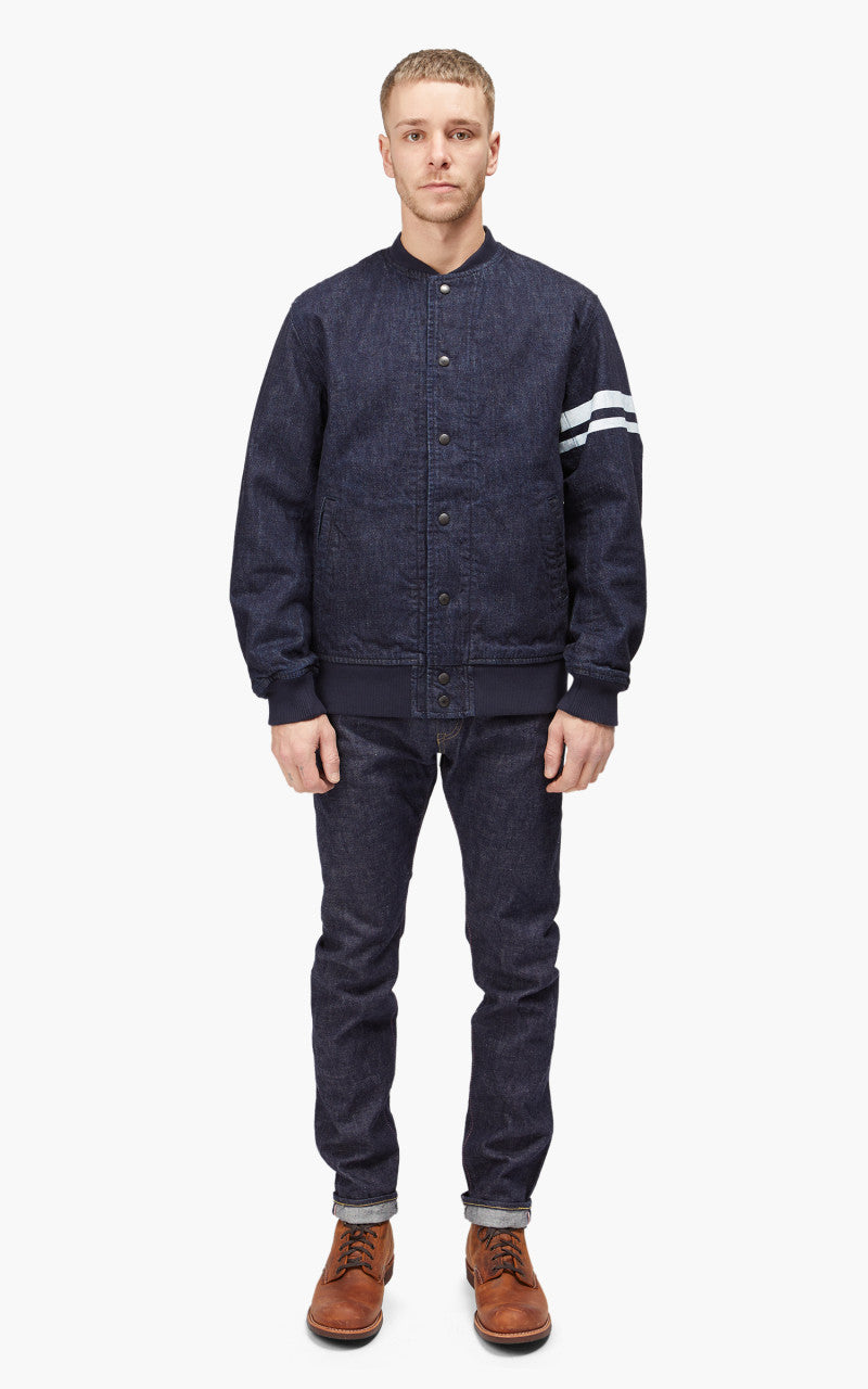 Momotaro Jeans MJK0040M23 Denim Varsity Jacket Indigo GTB