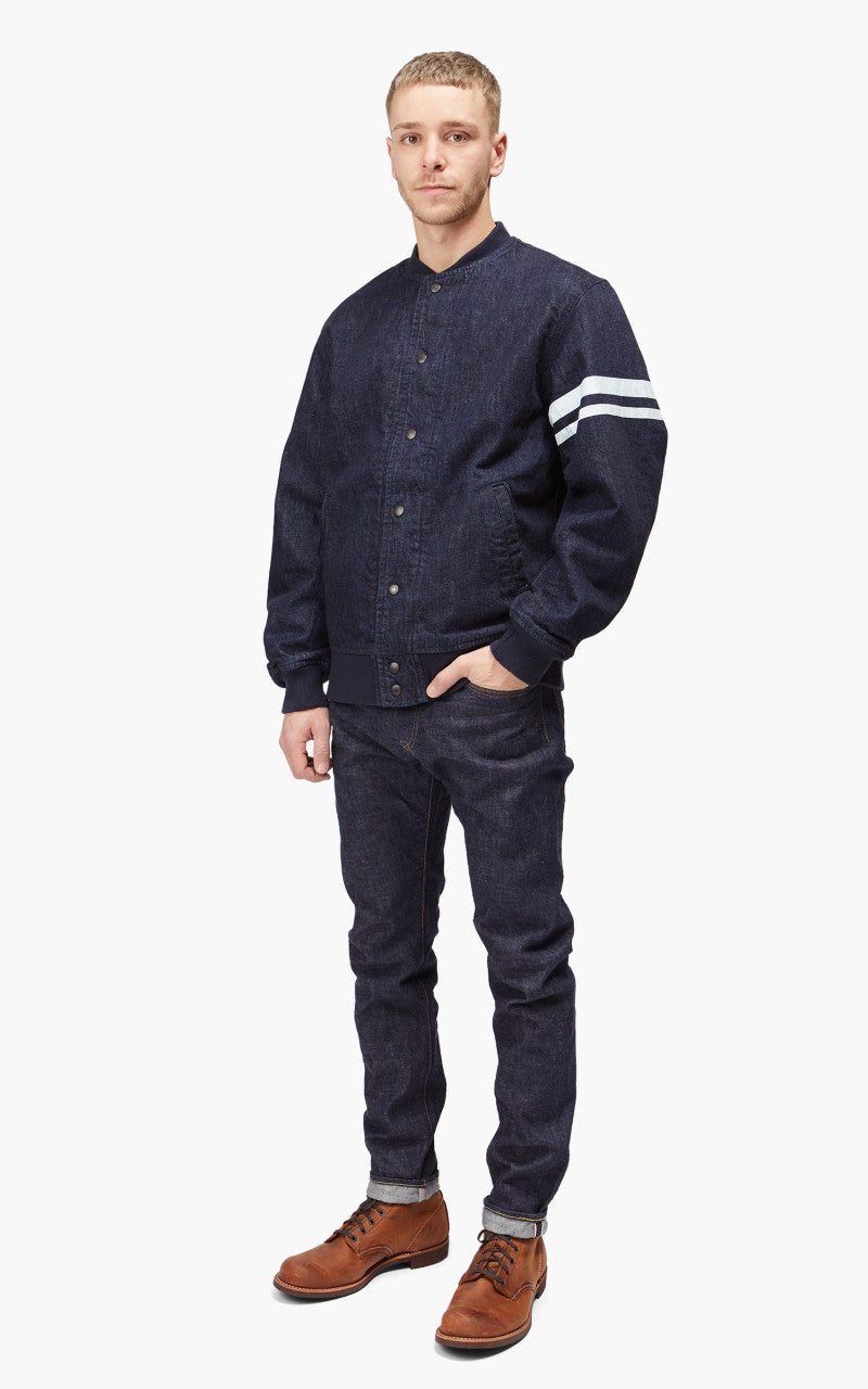 Momotaro Jeans MJK0040M23 Denim Varsity Jacket Indigo GTB