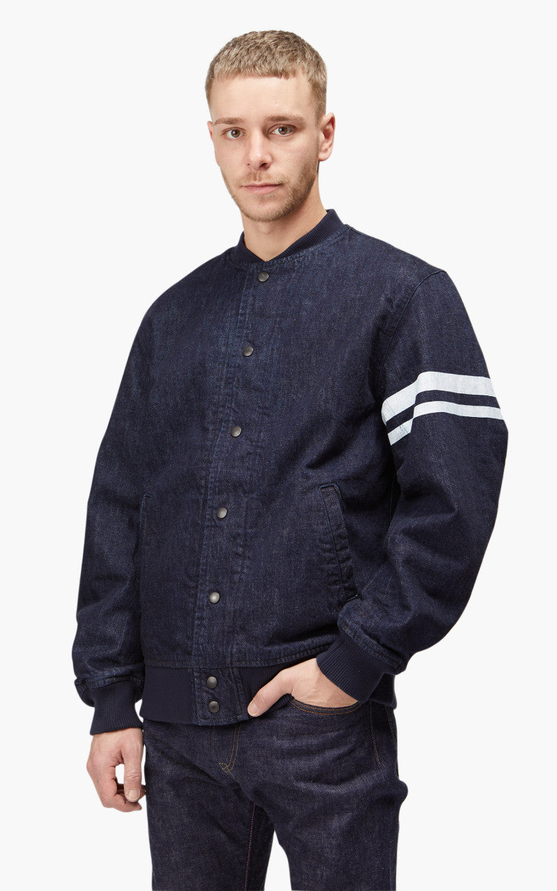 Momotaro Jeans MJK0040M23 Denim Varsity Jacket Indigo GTB
