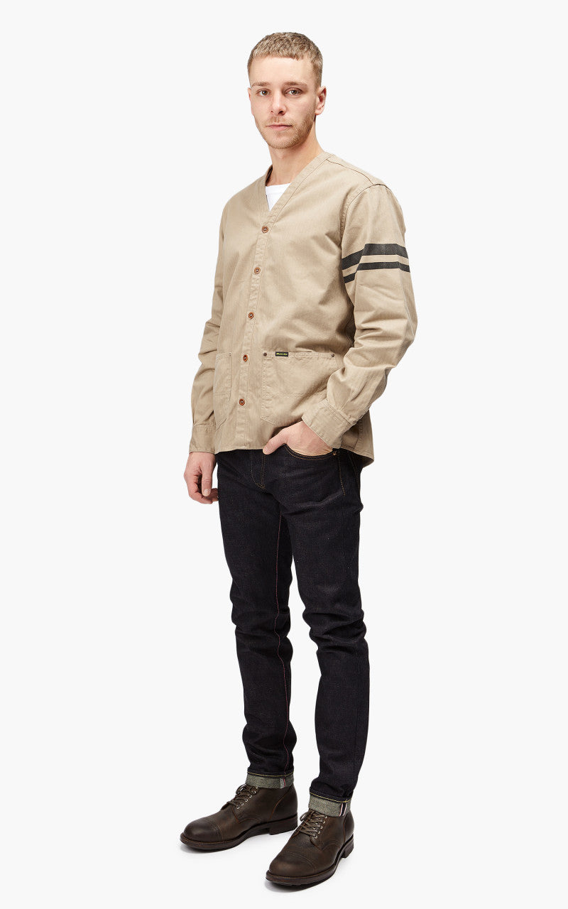 Momotaro Jeans MLS1050M23 Military Herringbone Work Cardigan Beige