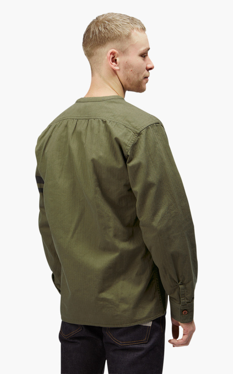 Momotaro Jeans MLS1050M23 Military Herringbone Work Cardigan Olive Drab