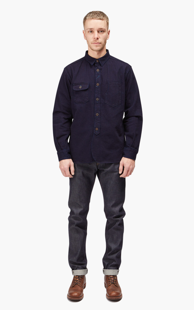 Momotaro Jeans MLS1060M23 Herringbone Work Shirt Indigo
