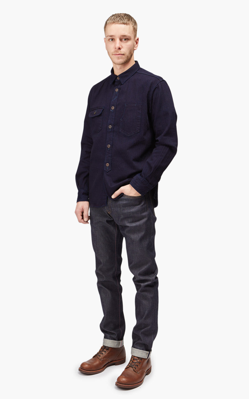 Momotaro Jeans MLS1060M23 Herringbone Work Shirt Indigo