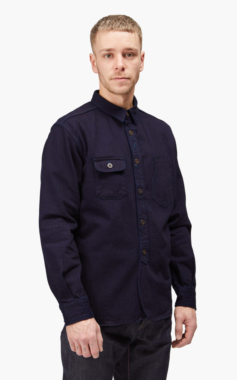 Momotaro Jeans MLS1060M23 Herringbone Work Shirt Indigo