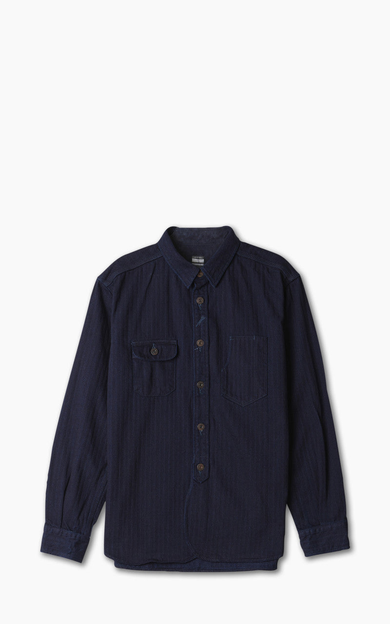 Momotaro Jeans MLS1060M23 Herringbone Work Shirt Indigo
