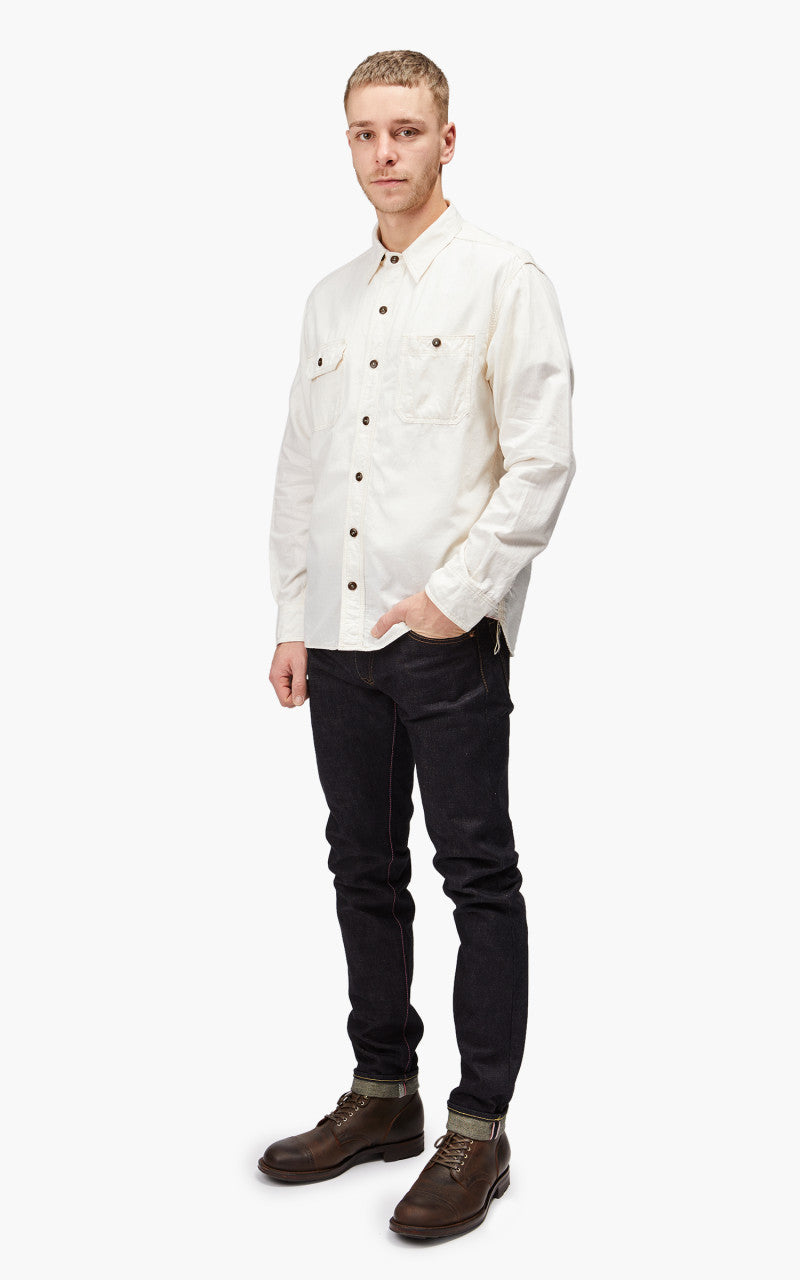 Momotaro Jeans MS044 5oz Chambray Work Shirt Natural