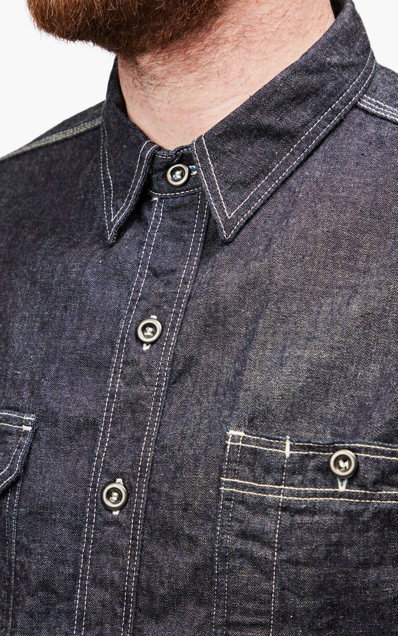 Momotaro Jeans MS044DS Selvedge Denim Work Shirt 8oz Indigo