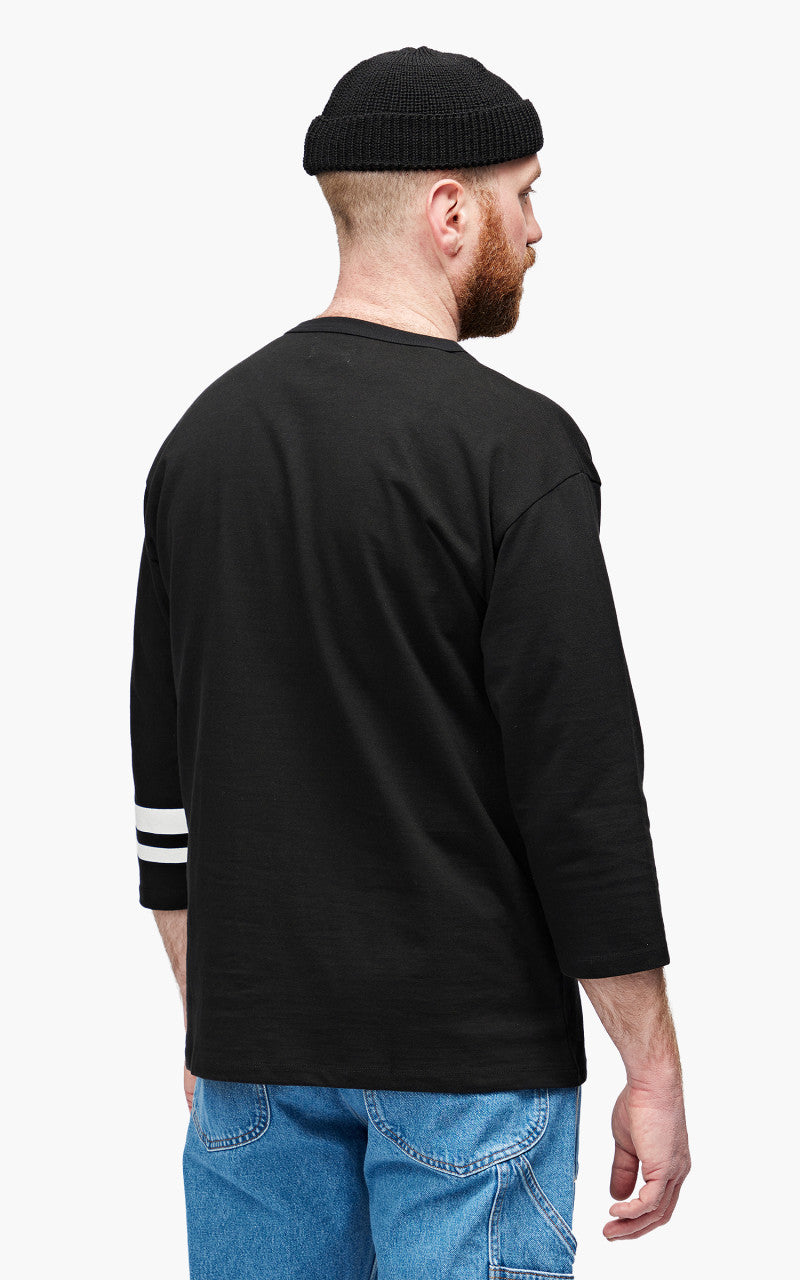 Momotaro Jeans MT004 Zimbabwe Cotton Three Quarter Sleeve T-Shirt Black