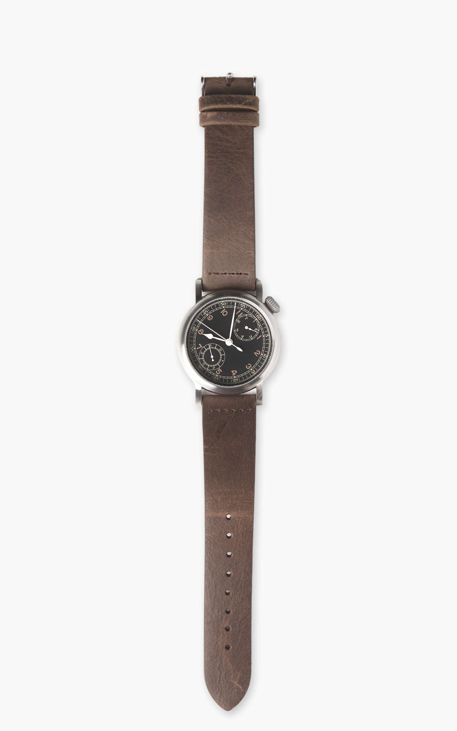 M.R.M.W. Type A-7 Aviation Hack Watch Leather Strap Black