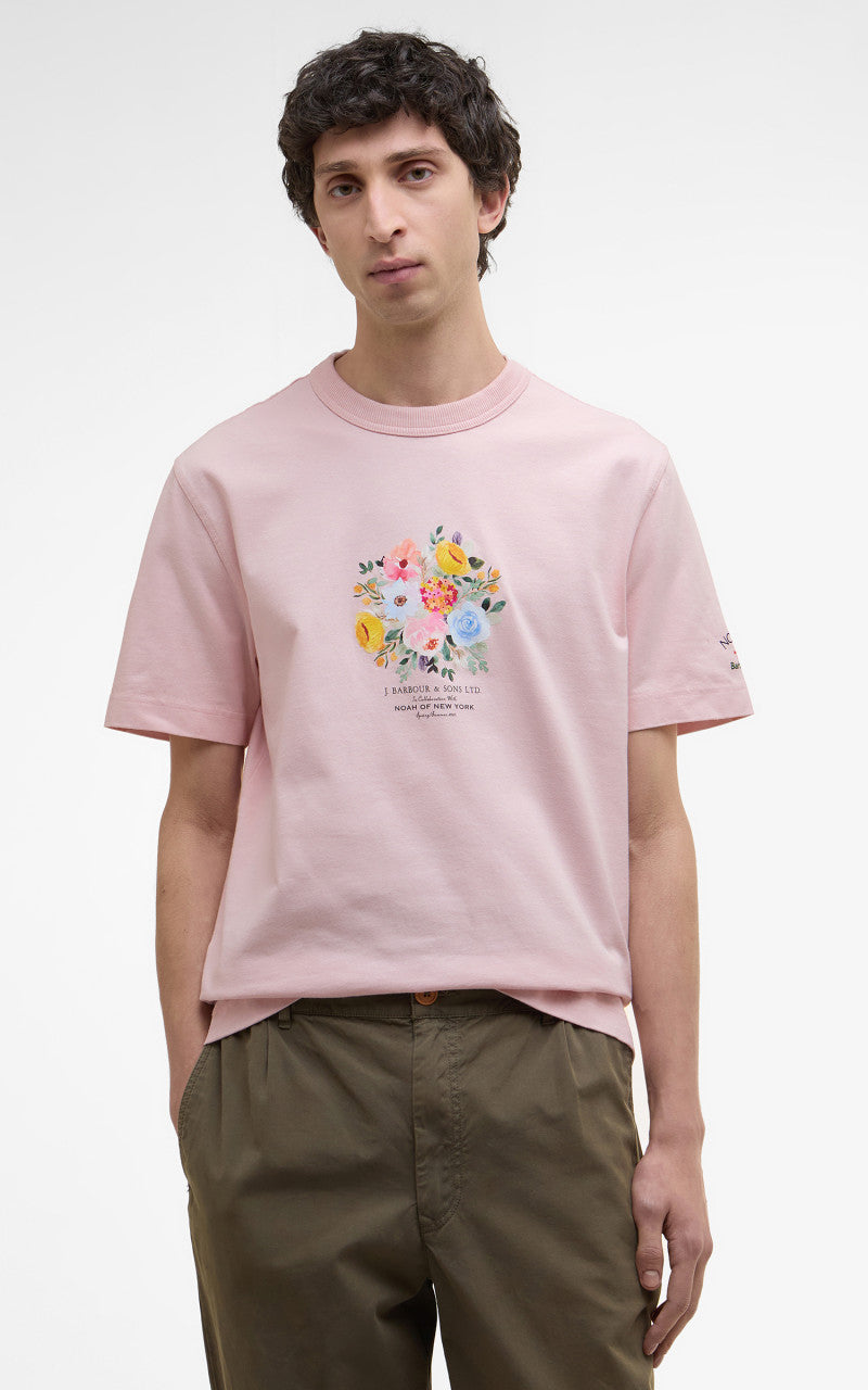 Barbour x NOAH Floral T-Shirt Chalk Pink