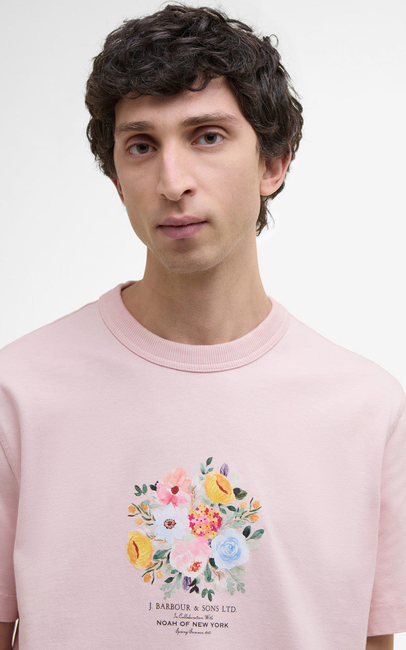 Barbour x NOAH Floral T-Shirt Chalk Pink