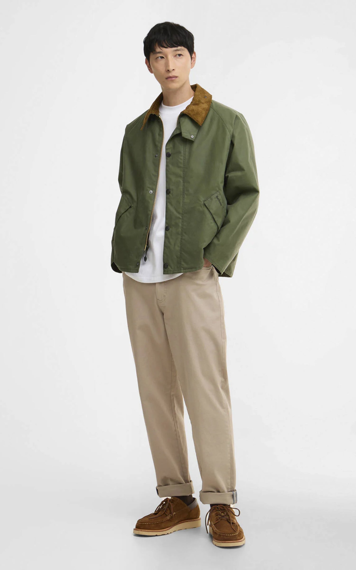 Barbour Oversized Transport Waxed Jacket Light Moss