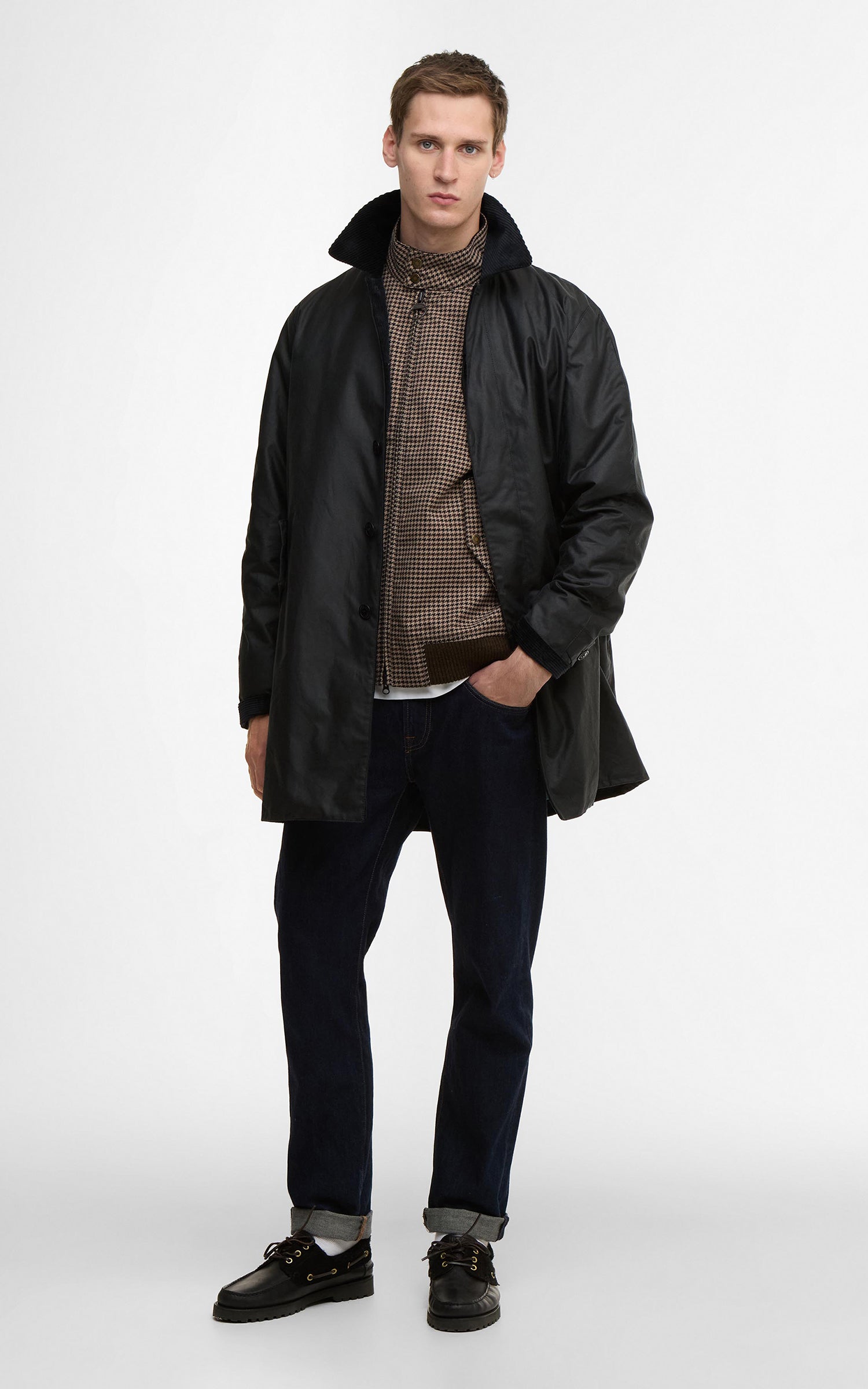 Barbour x Baracuta Car Coat Tyne Waxed Navy