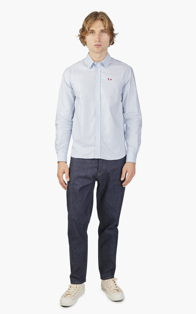 MAISON KITSUNÉ　OXFORD TRICOLOR FOX　blue Maison Kitsuné - Classic Tricolor Fox Oxford Shirt | HBX