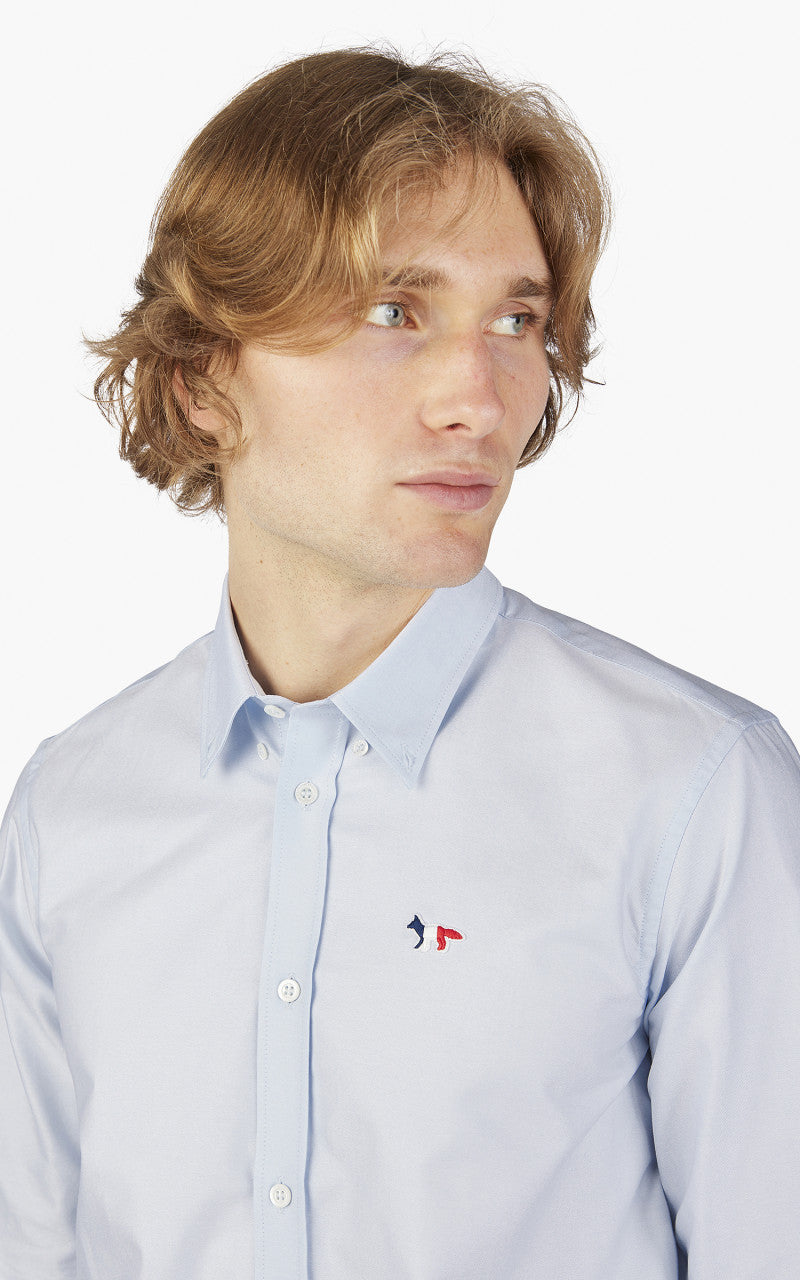 Maison Kitsuné Tricolor Fox Patch Classic Shirt BD Light Blue