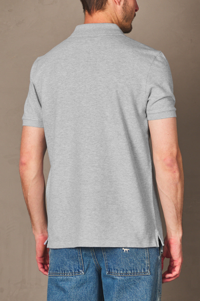 Maison Kitsuné Fox Head Patch Regular Polo Light Grey Melange