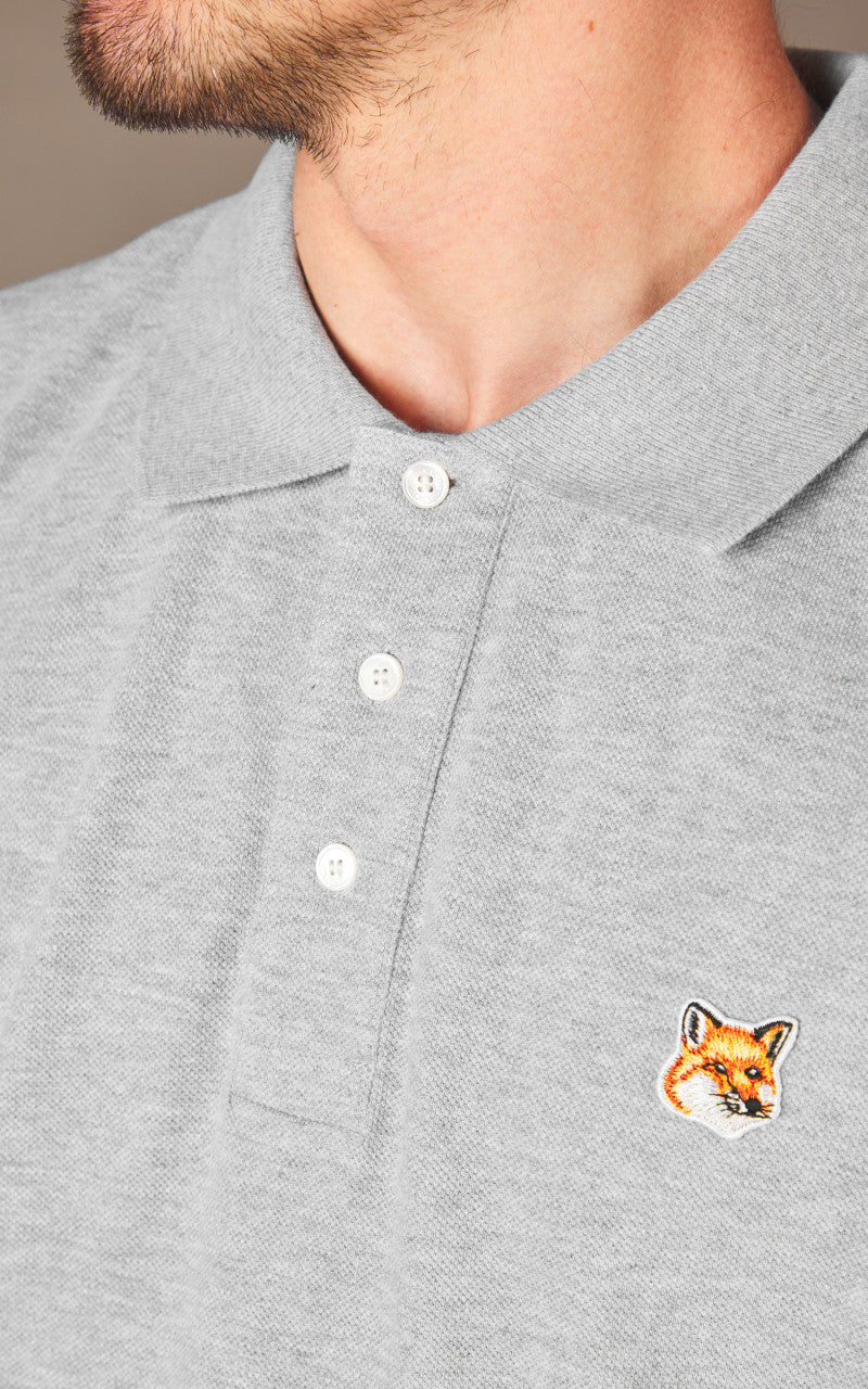 Maison Kitsuné Fox Head Patch Regular Polo Light Grey Melange