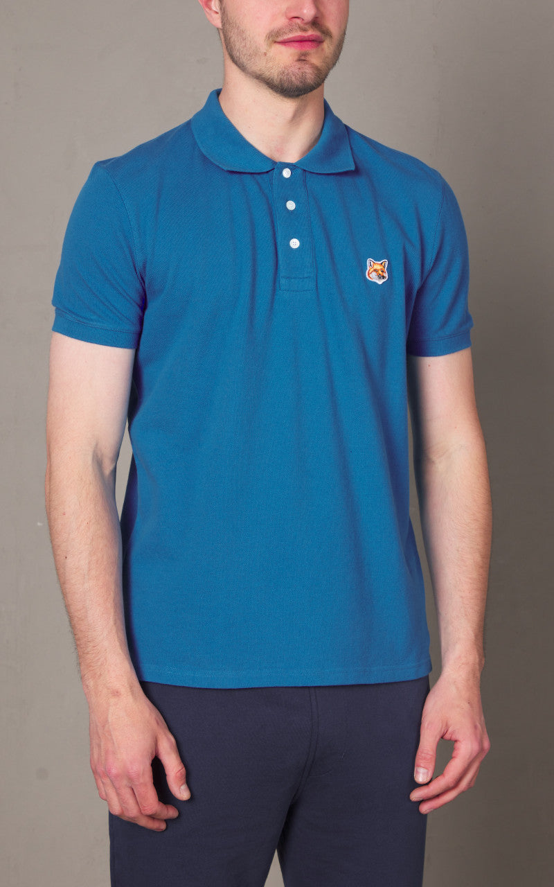 Maison Kitsuné Fox Head Patch Regular Polo Enamel Blue