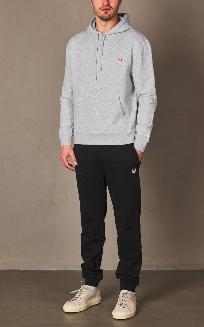 Maison Kitsuné Fox Head Patch Regular Hoodie Light Grey Melange