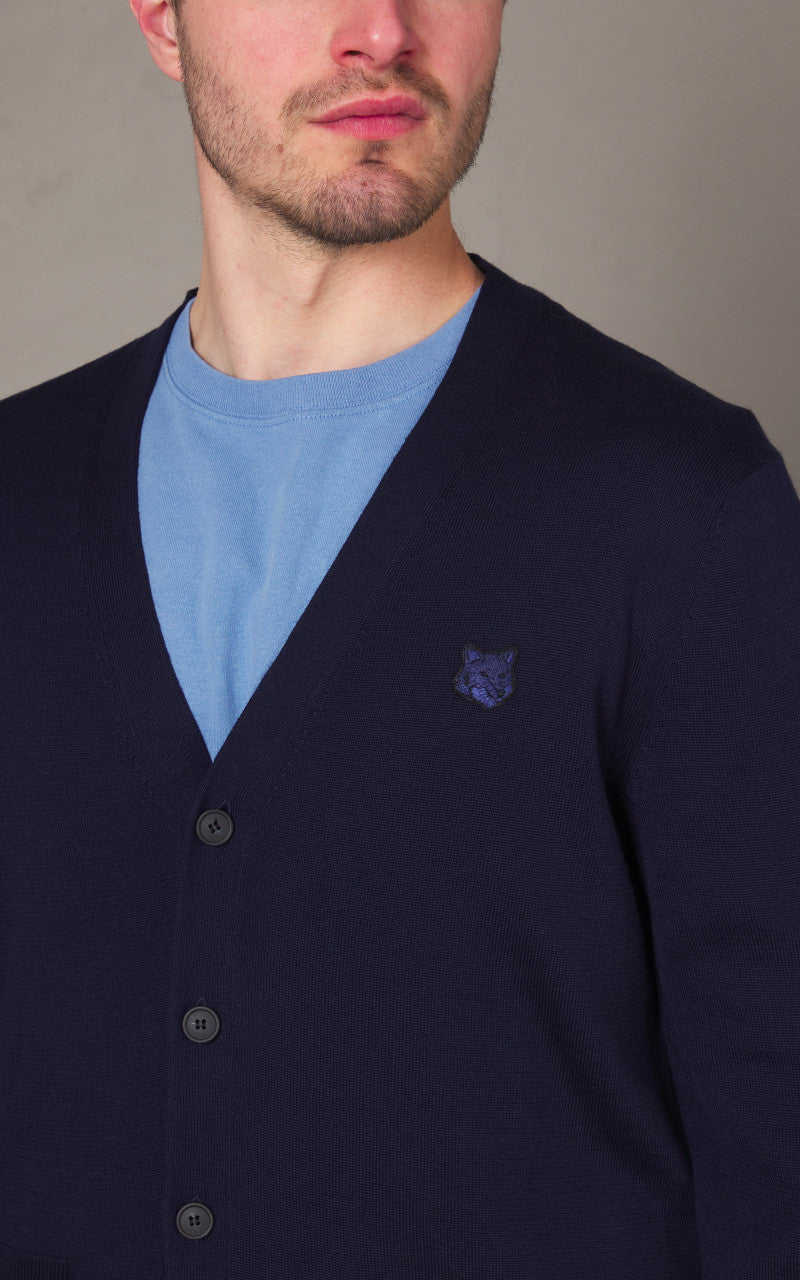 Maison Kitsuné Bold Fox Head Patch Regular Cardigan Ink Blue