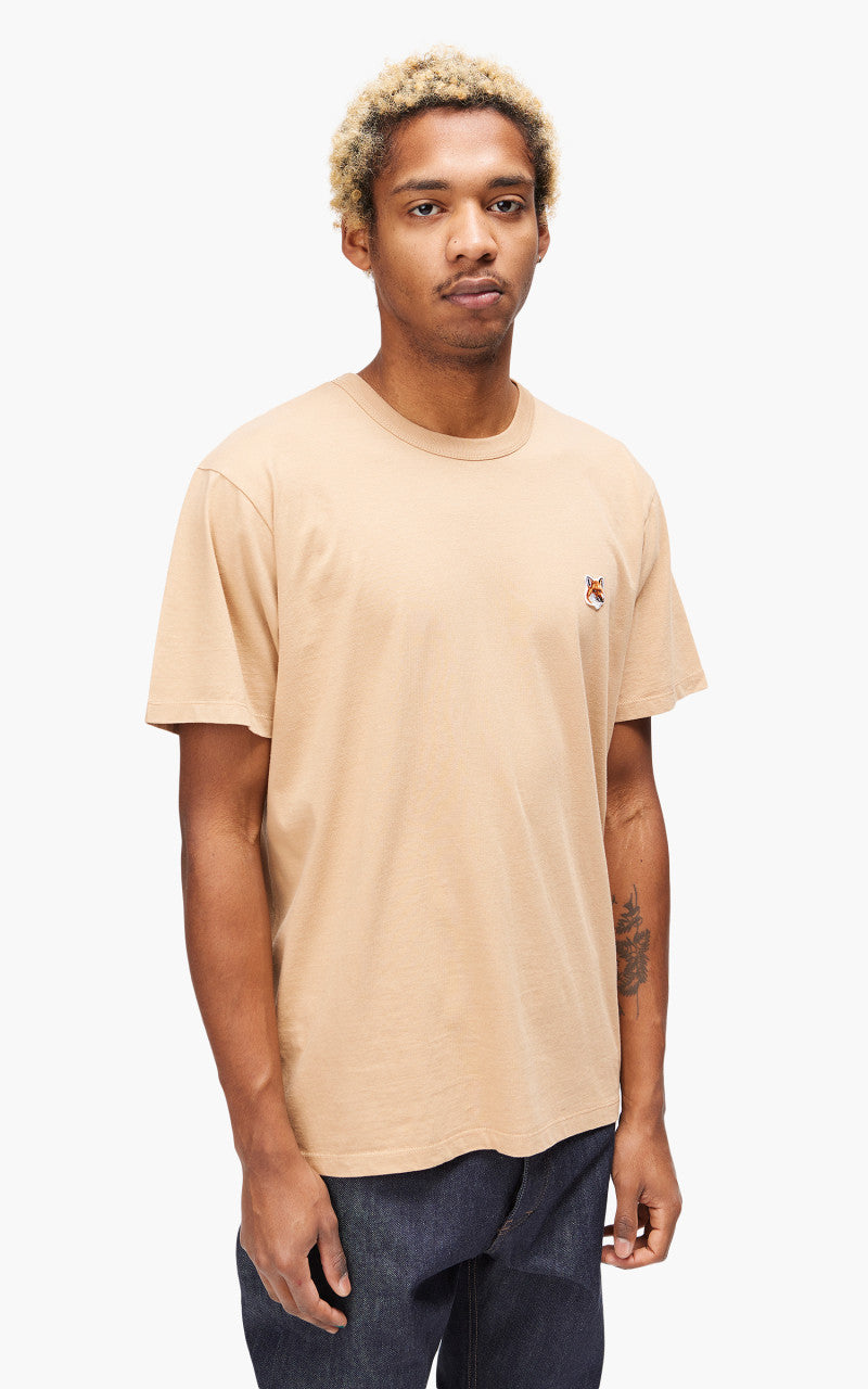 Maison Kitsuné Fox Head Patch Classic T-Shirt Beige