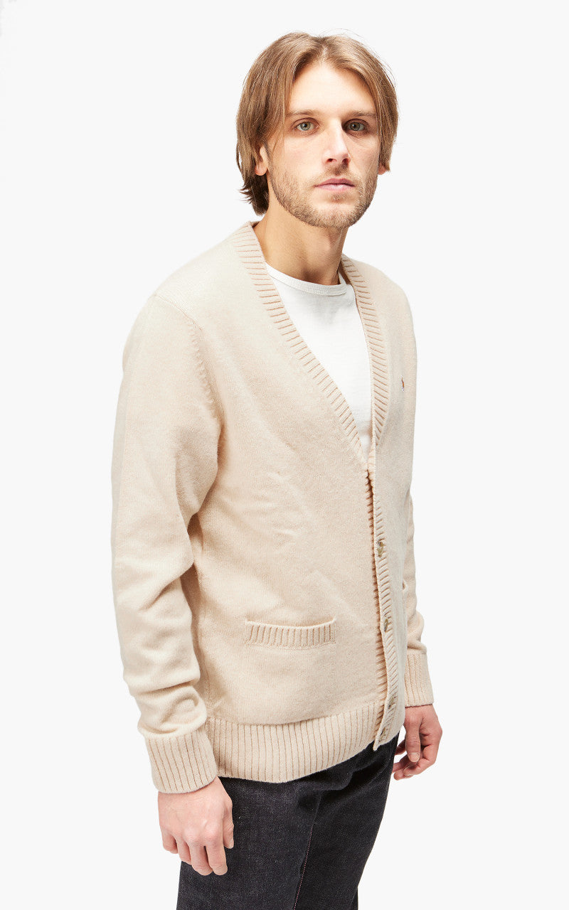 Maison Kitsuné Baby Fox Patch Cosy Cardigan Beige