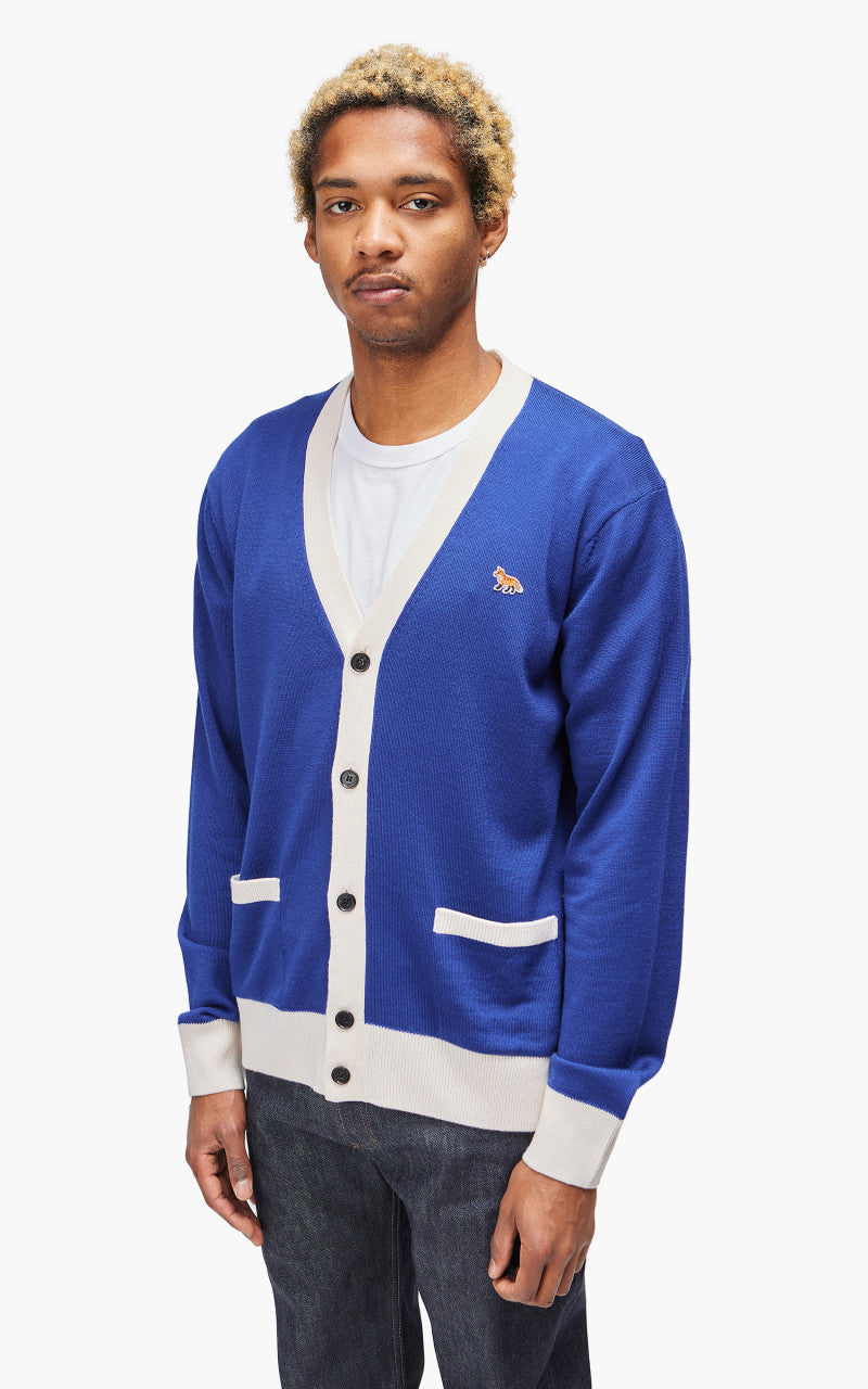 Maison Kitsuné Baby Fox Patch Bi-Color Classic Cardigan Deep Blue