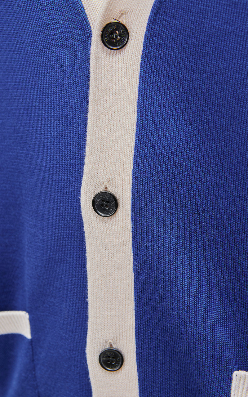 Maison Kitsuné Baby Fox Patch Bi-Color Classic Cardigan Deep Blue