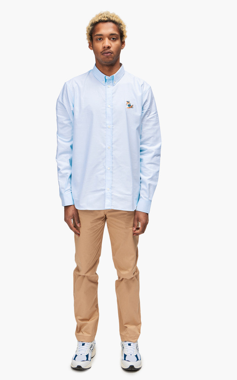 Maison Kitsuné Dressed Fox Patch Relaxed Shirt Light Blue