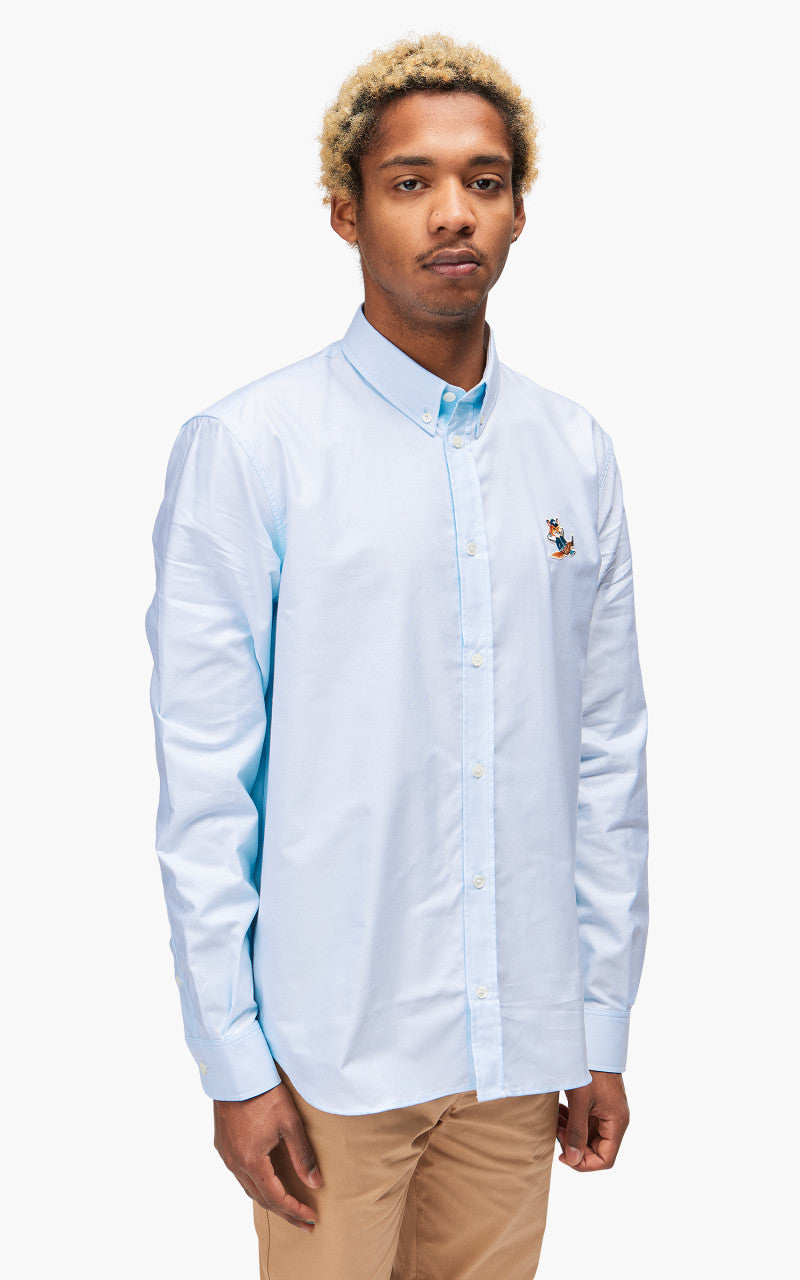 Maison Kitsuné Dressed Fox Patch Relaxed Shirt Light Blue