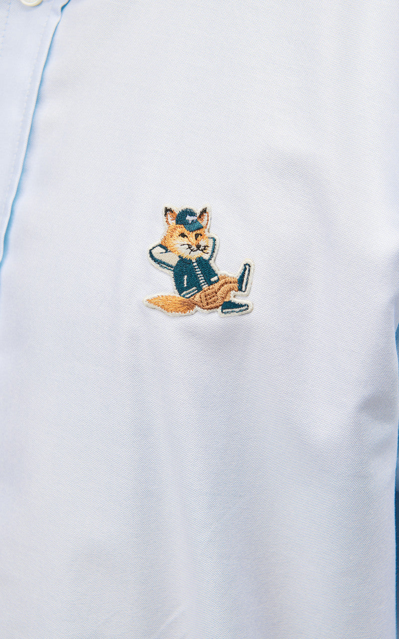 Maison Kitsuné Dressed Fox Patch Relaxed Shirt Light Blue