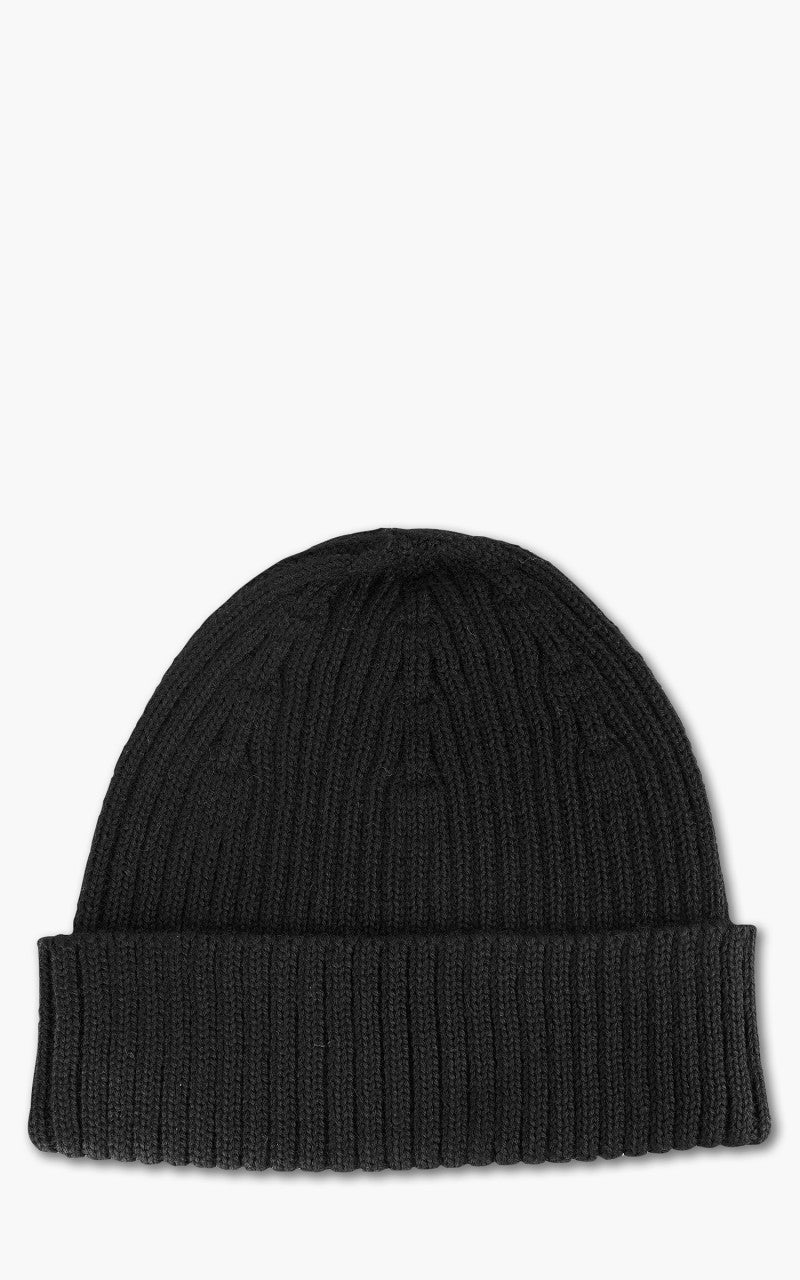 Maison Kitsuné Bold Fox Head Patch Ribbed Beanie Black
